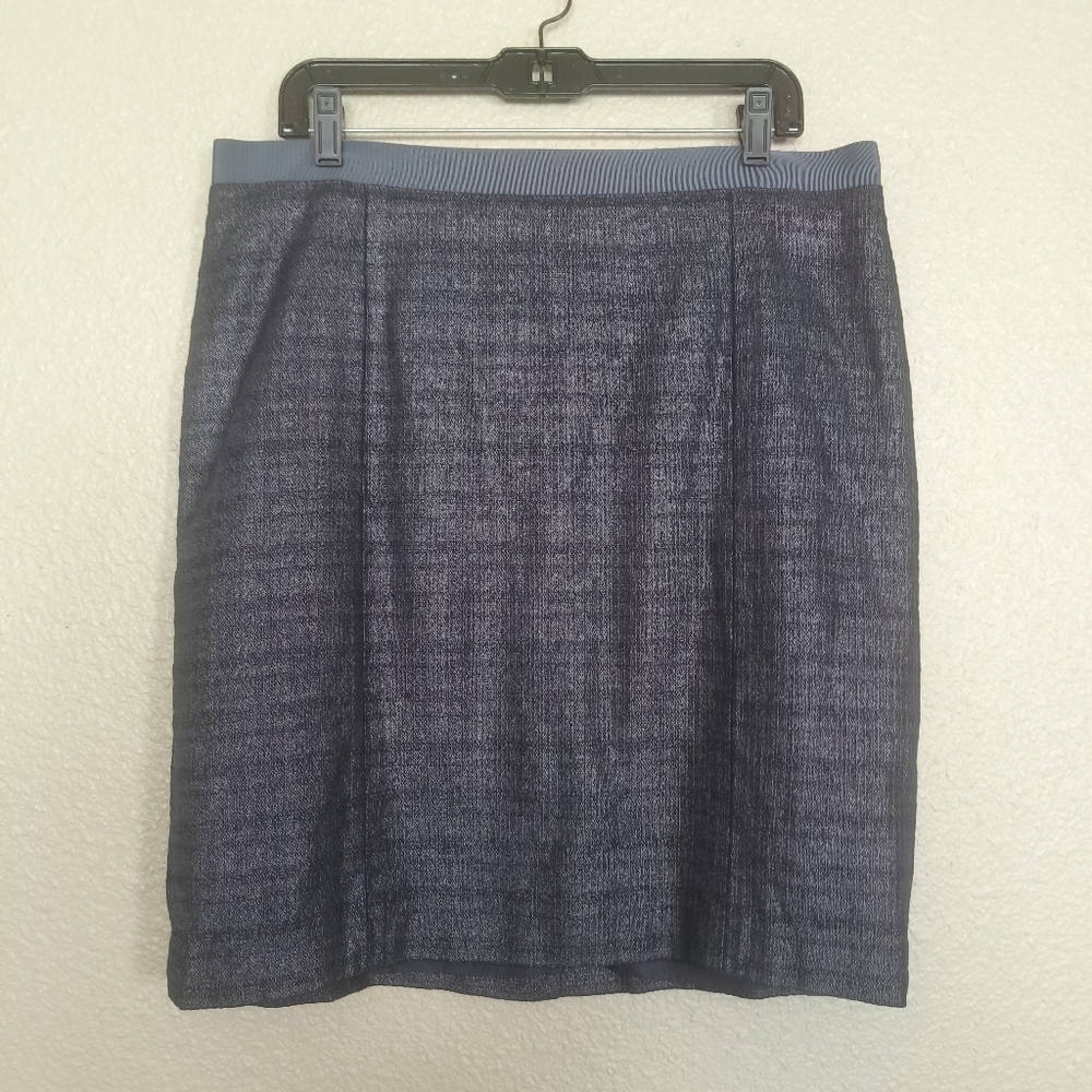Loft ANN TAYLOR short dark blue skirt size 14 women'sā Cotton business office